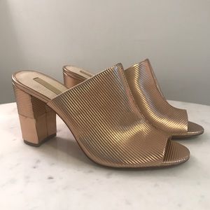 Rose Gold Block Heel Mules